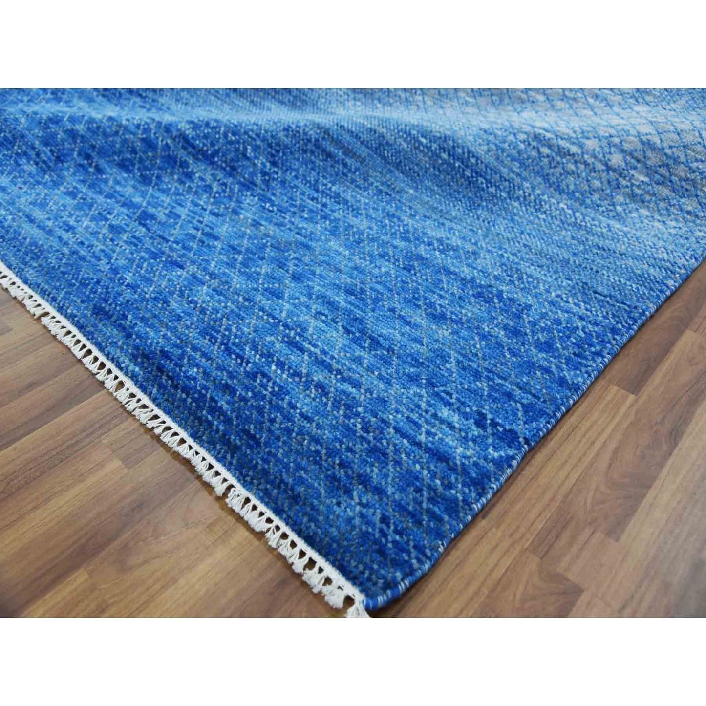 9'2"X12'2" Blue Modern Chiaroscuro Hand Knotted Wool Oriental Rug