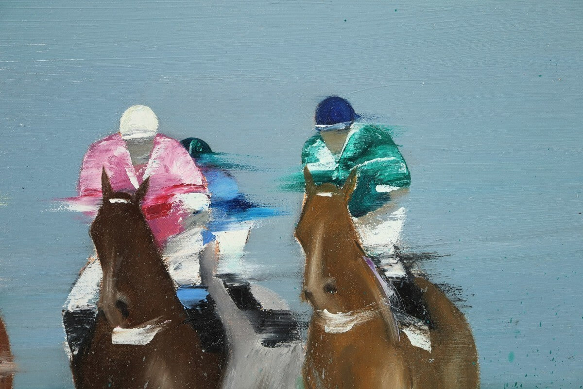Original Victor Spahn Oil Painting on Canvas " Horse riding " Signed Framed