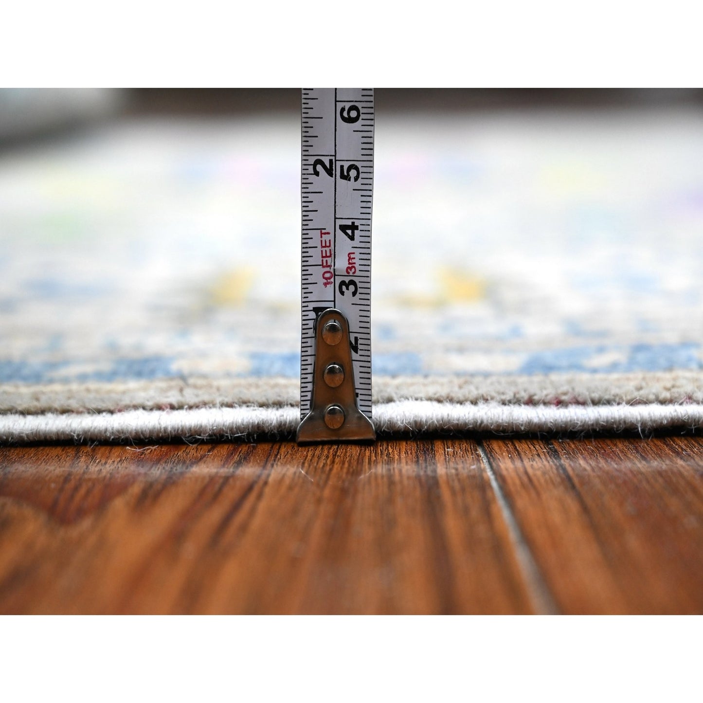 5'X6'8" Dorian Gray Hand Knotted Fusion Kazak Natural Wool Oriental Rug