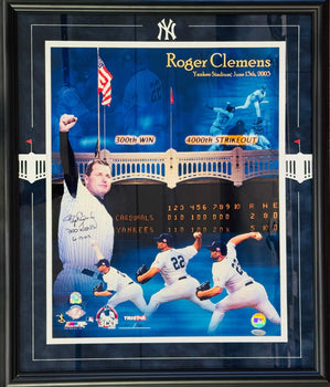 Roger Clemens Autographed Yankees 16X20 Framed Baseball Photo (Tristar)