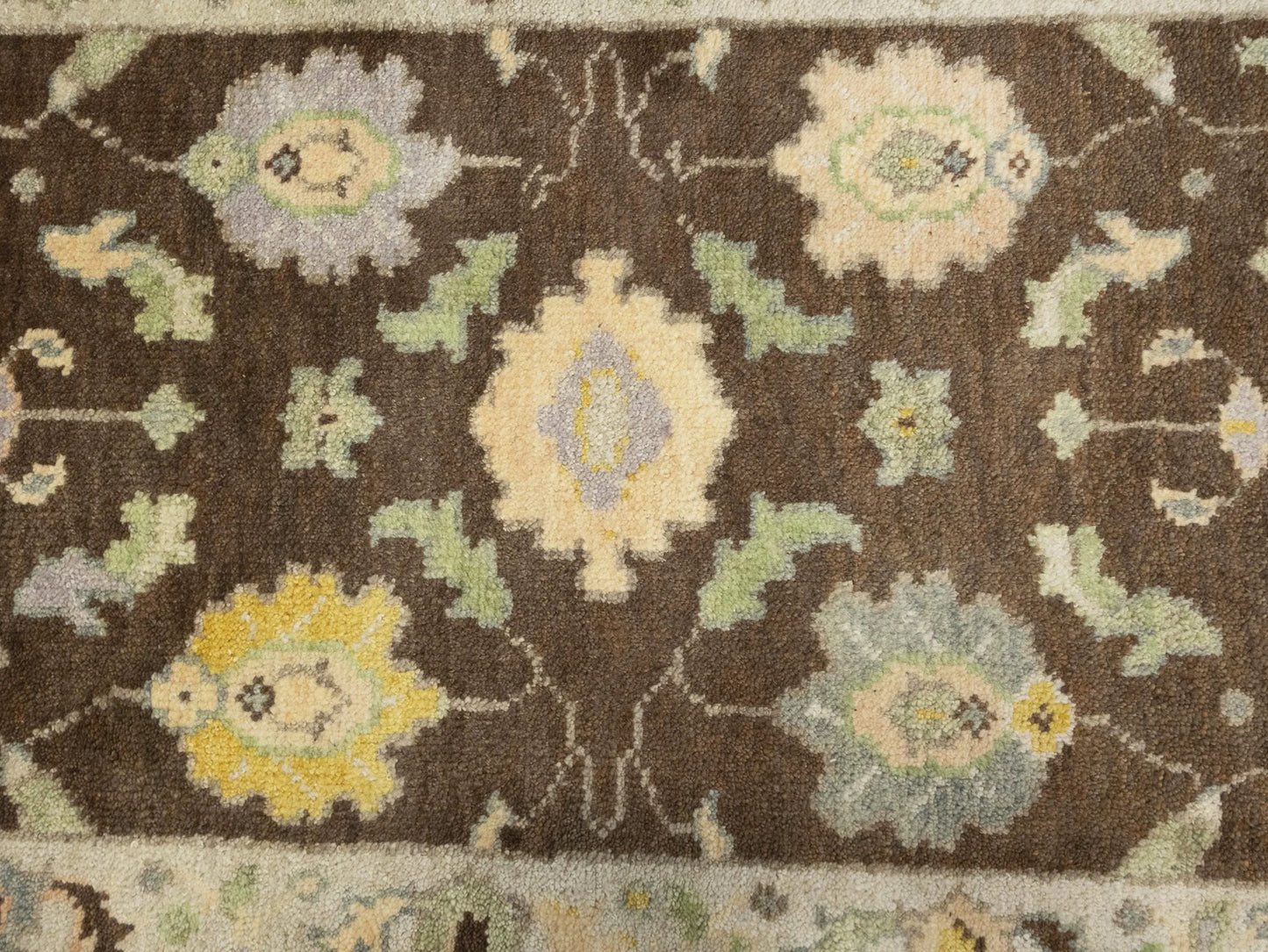 Oushak Chobi Oriental Runner Rug Brown Floral