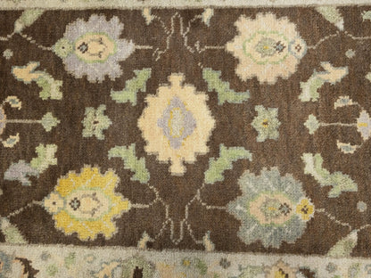 Oushak Chobi Oriental Runner Rug Brown Floral
