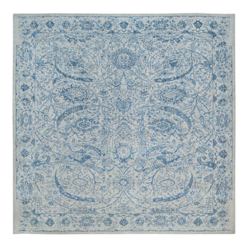 10'X10' Gray Fine Jacquard Wool And Silk Hand Loomed Square Rug