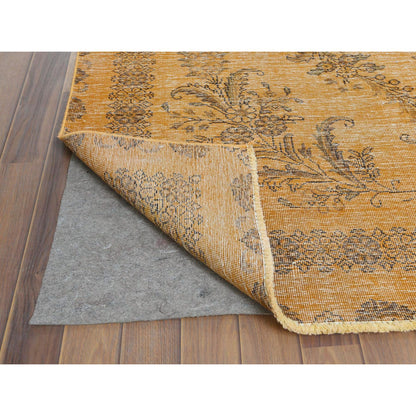 6'1"X9'6" Semi Antique Orange Farsian Tebraz Hand Knotted Clean Wool Rug