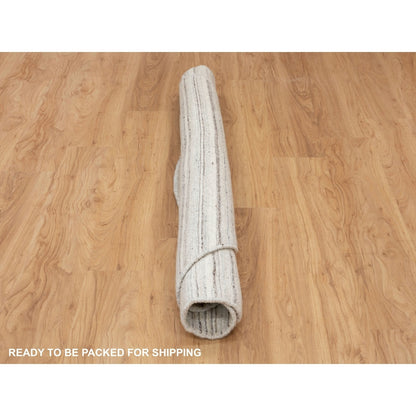 6'X6' Beige Hand Loomed Organic Wool Modern Round Oriental Rug