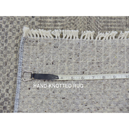 2'5"X18'6" Scorpion Gray Undyed Wool Hand Knotted Xl Runner Grass Rug