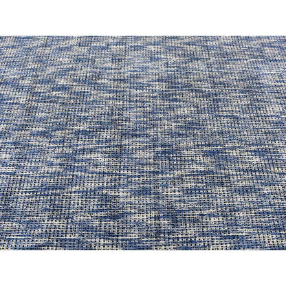 9'2"X12' Steel Blue Modern Fence Design Wool And Art Silk Hand Loomed Rug