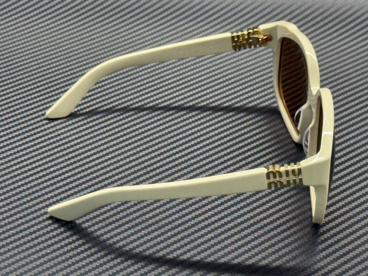 MIU MU A07S 21D901 White Milk Brown Women's 59 mm Sunglasses