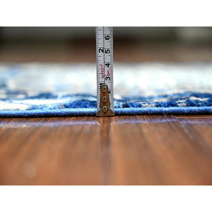 2'4"X6'8" Blue Fine Aryana Soft Wool Hand Knotted Oriental Rug