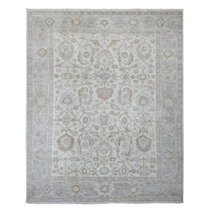 9'X11' White Heris All Over Design Hand Knotted Aryana Grade All Wool Rug