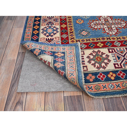 8'2"X10' Blue Hand Knotted Natural Dyes Wool Kazak Design Oriental Rug