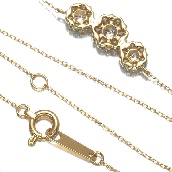 Diamond 0.50Ct Flower Necklace 18K 750 Yellow Gold