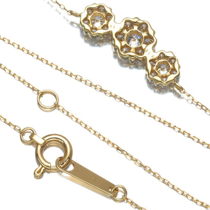 Diamond 0.50Ct Flower Necklace 18K 750 Yellow Gold