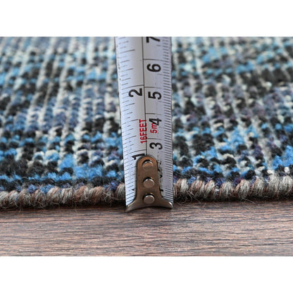 3'6"X5'9" Gray Ovedyed Vintage Zoroastrian Worn Down Hand Knotted Wool Rug