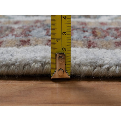 8'X10' Ivory Wool Rug Unique Flower Rosettes Border Design Hand Knotted