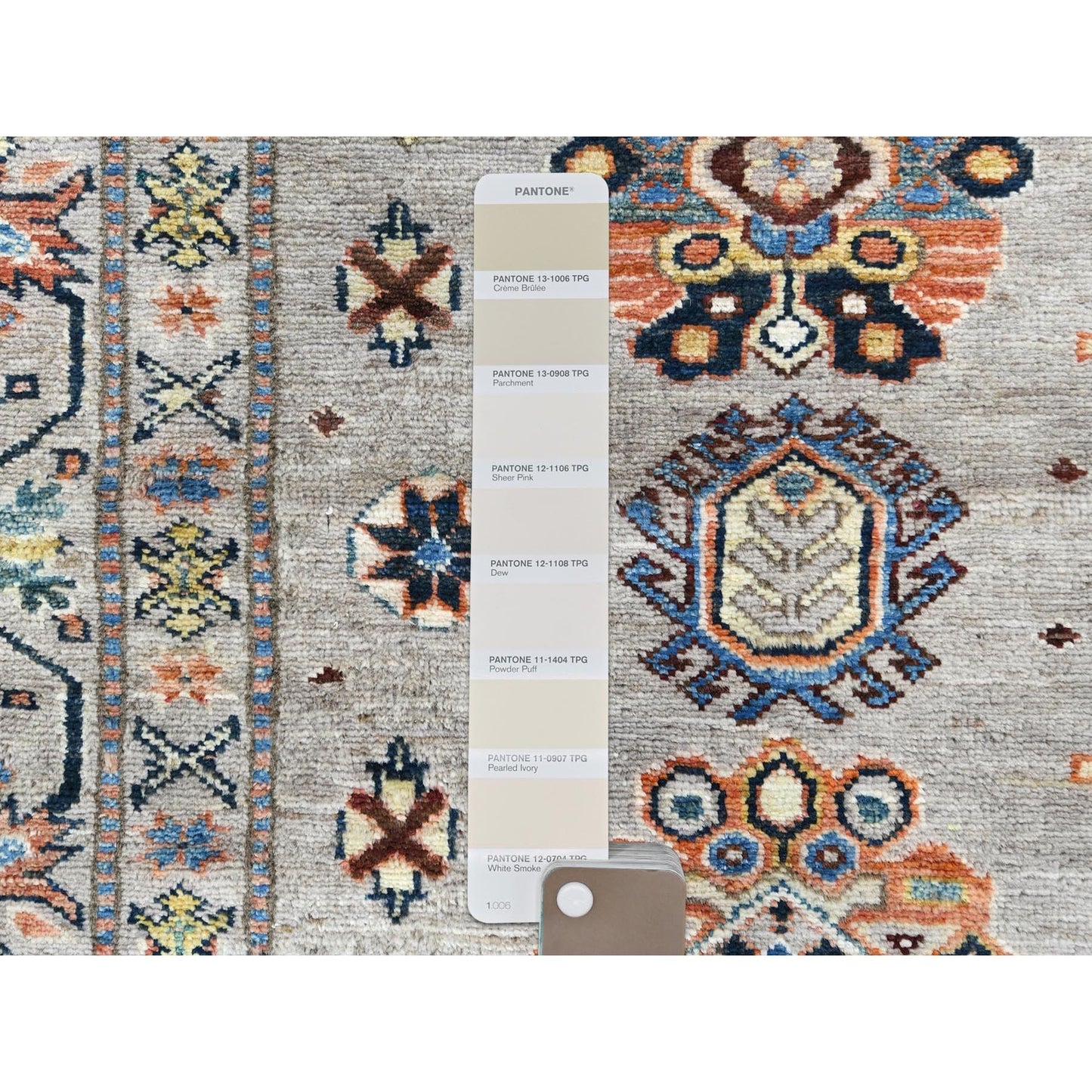 6'1"X9'1" Light Gray Hand Knotted Afghan Super Kazak Organic Wool Rug
