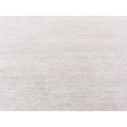 9'X12'1" Pink Grass Design Gabbeh Hand Knotted Wool And Silk Modern Rug