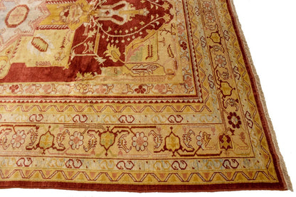 Antique-Washed Ziegler Rug Rusty Red Pakistani Handmade Wool Carpet 8'3X11'5 ft