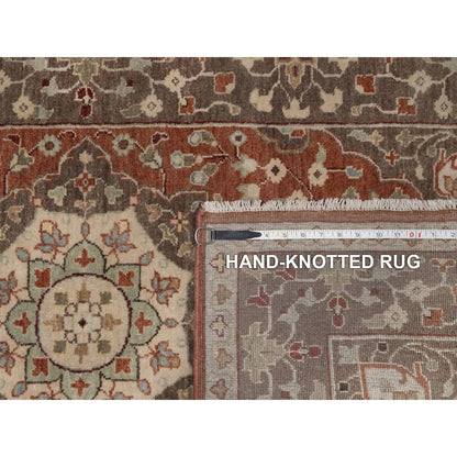 3'X5'1" Rust Red Wool Rug Antiqued Tebraz Haji Jalili Design Hand Knotted