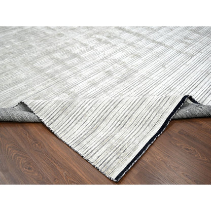 14'X16'2" Taupe Modern Textured Hand Loomed Wool And Silk Oversized Rug