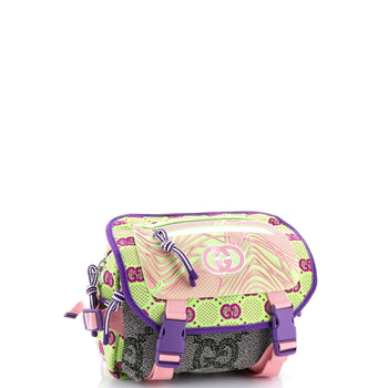 Gucci Buckle Flap Chest Strap Backpack Gg Fabric With Rubber