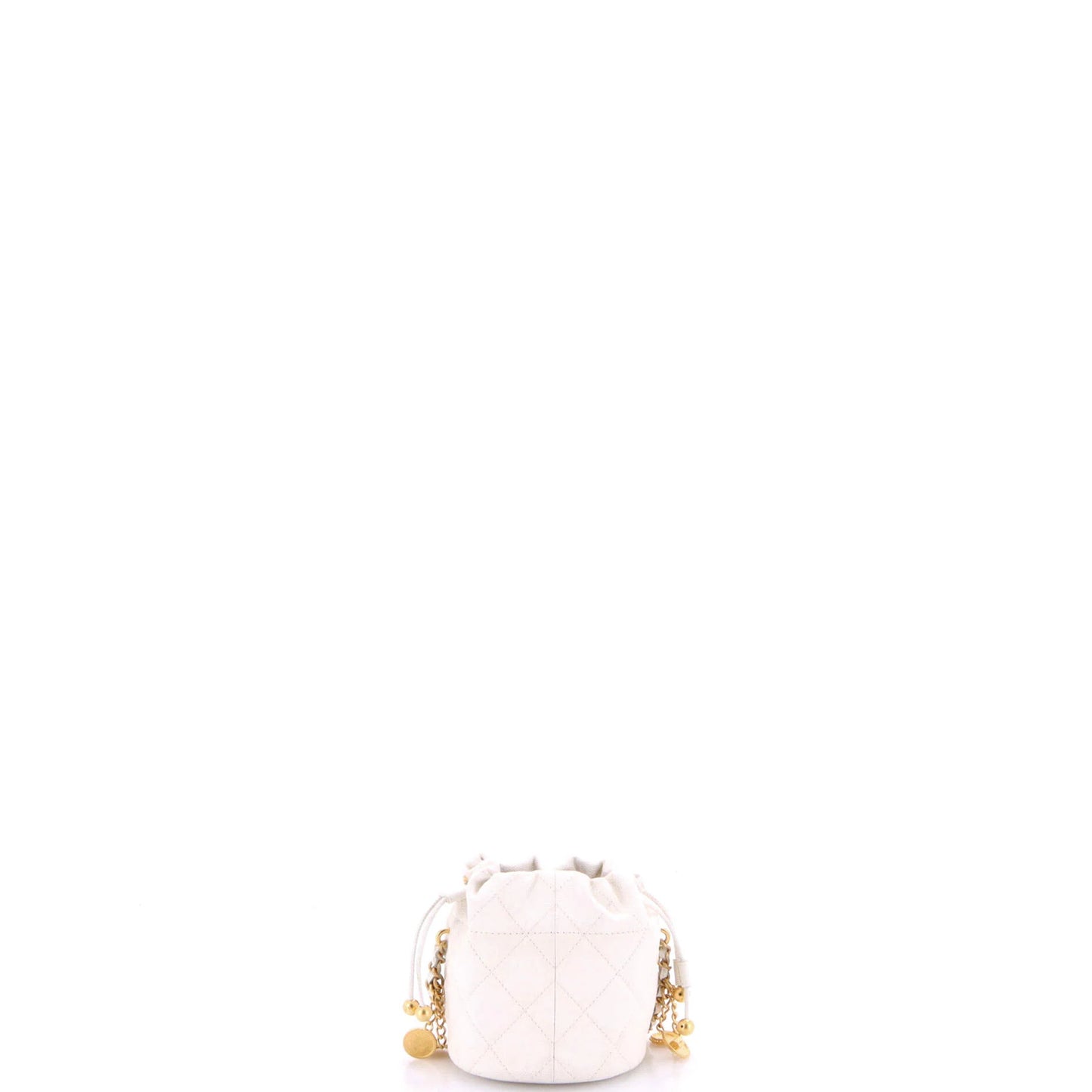 Chanel Medallion Charms Drawstring Bucket Bag Quilted Caviar Mini
