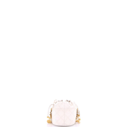Chanel Medallion Charms Drawstring Bucket Bag Quilted Caviar Mini