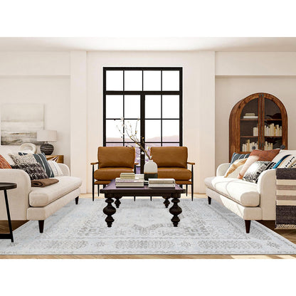 8'1"X10'5" Light Green Hand-Knotted Mamluk Design Pure Silk With Wool Rug