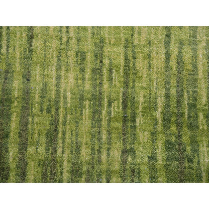 10'X14'4" Herbal Green Hand Knotted Vertical Ombre Design Soft Wool Rug