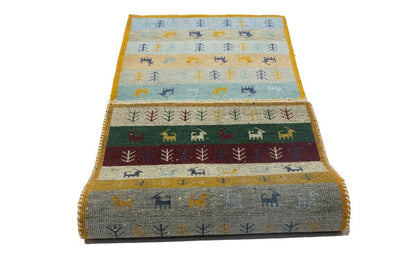 Contemporary Multicolored Stripes Indo-Gabbeh