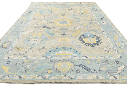 Hand-Knotted Oushak Oriental Rug Muted Brown