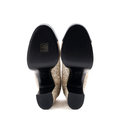Chanel Women'S Cap Toe Cc Mary Jane Platform Pumps Glitter