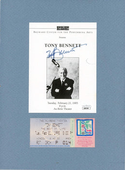 Tony Bennett Autographed Program Page W/ Ticket