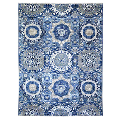 8'10"X11'8" Air Force Blue Hand Knotted Finer Peshawar Soft Wool Rug