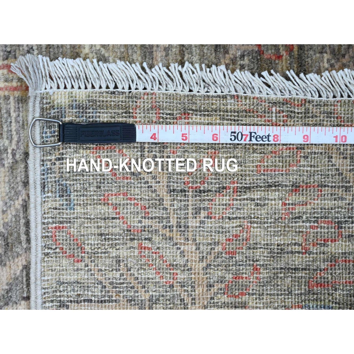 2'6"X6'2" Gray Afghan Peshawar Birds Design Wool Hand Knotted Runner Rug