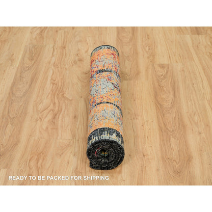 3'2"X5'1" Coral Rose Red Hand Knotted Ancient Ottoman Erased Design Rug