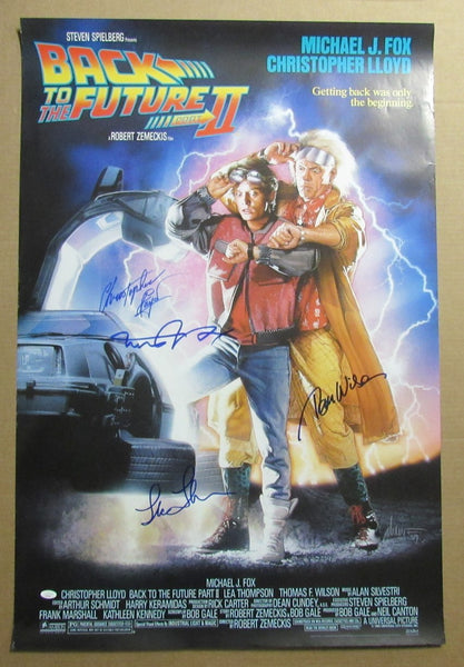 Back To The Future Ii Multi-Autographed By 4 Actors 27X40 Movie Poster Jsa 959