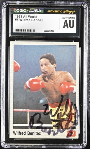 1991 All World Wilfred Benitez Cgc X Jsa Auth Signed/Auto Boxing Card Ba202220