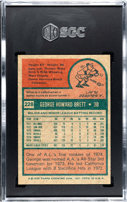 George Brett 1975 Topps #228 Sgc 5
