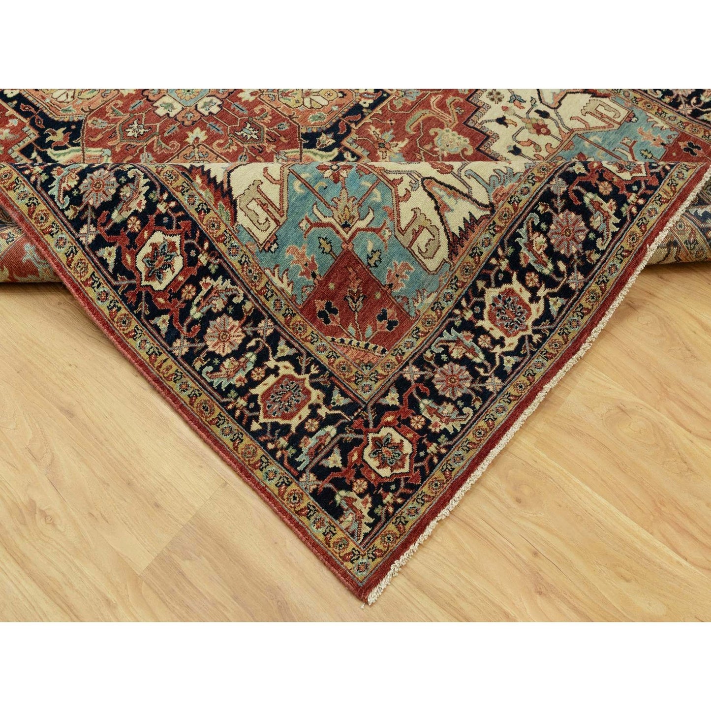 6'X9'1" Tanager Red All Wool Plush Heris Re-Creation Hand Knotted Rug