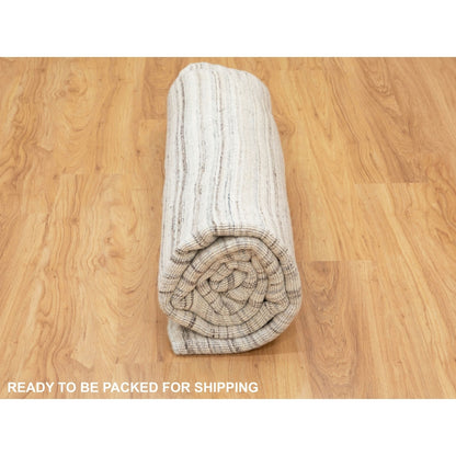 8'X8' Beige Hand Loomed Organic Wool Modern Oriental Rug