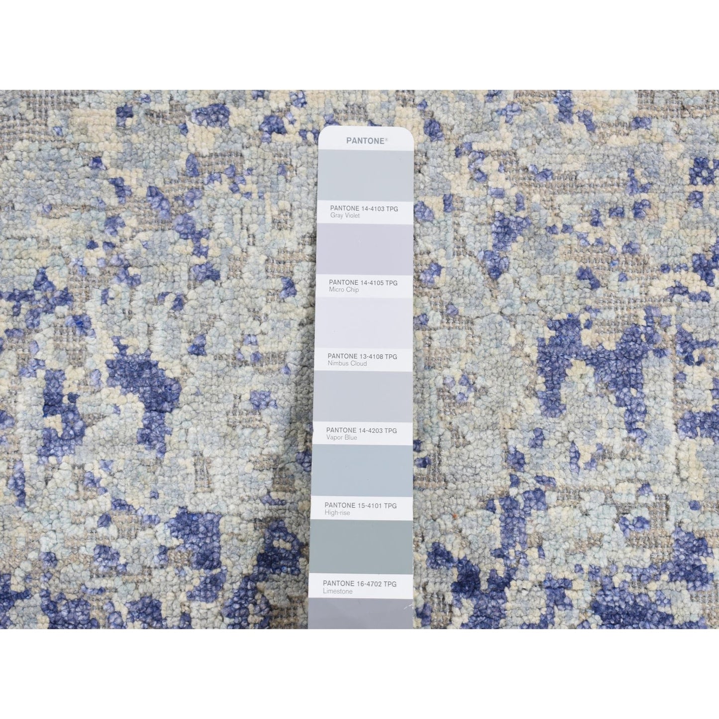 2'5"X6'1" Gray Cypress Trees Design Silk/Wool Hand Knotted Runner Rug