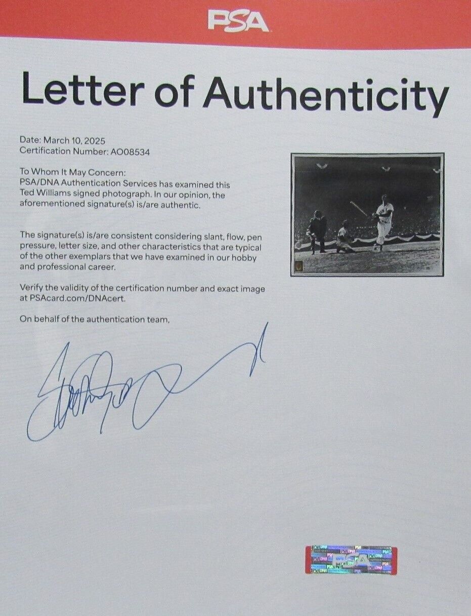 Ted Williams Hof Signed/Auto 16X20 B/W Photo