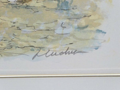 Urbain Huchet (France) -  Notre Dame Original Lithograph Print Signed Framed