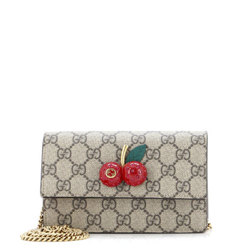 Gucci Cherries Wallet On Chain Gg Coated Canvas Mini