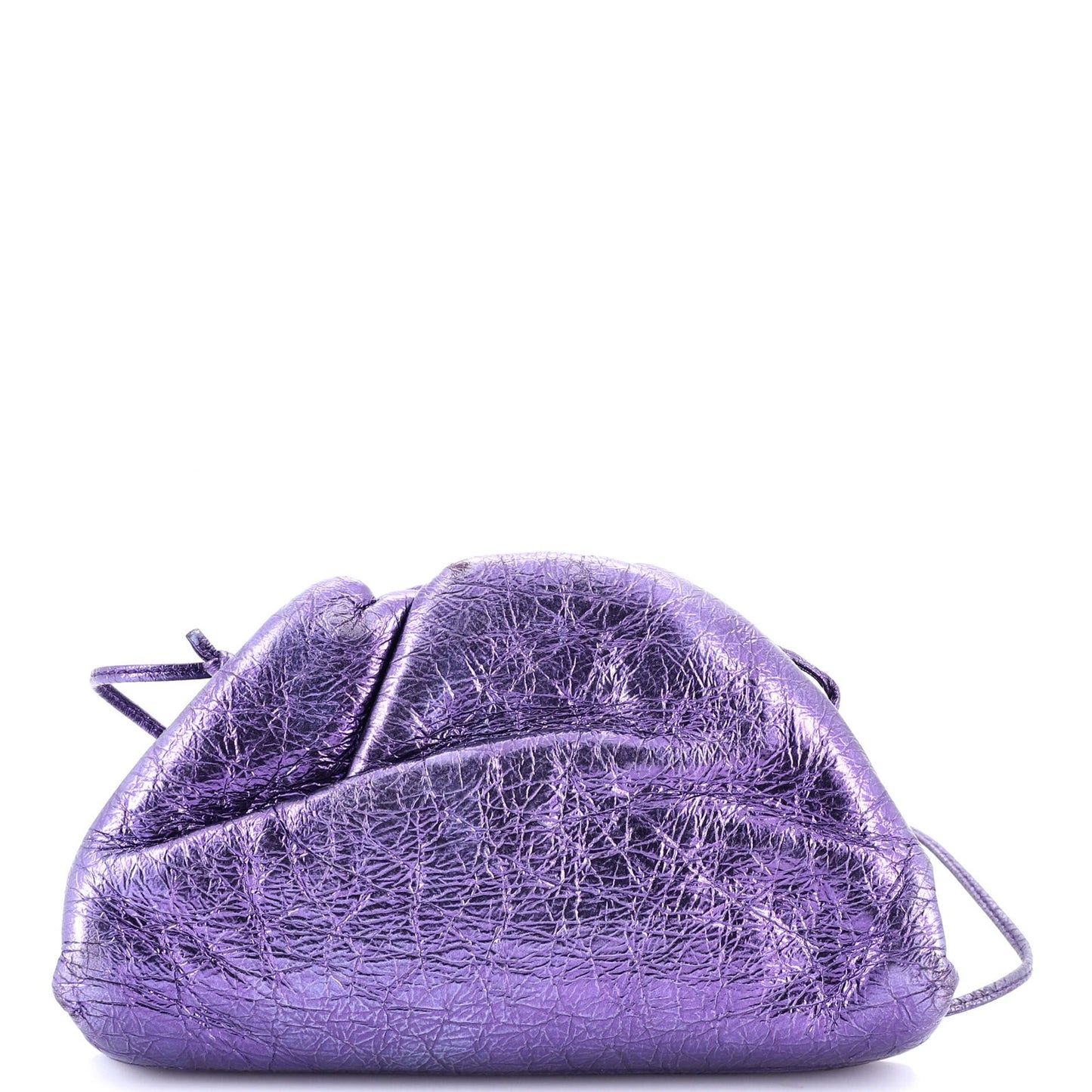 Bottega Veneta The Pouch Crinkled Metallic Leather Mini