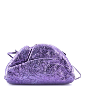 Bottega Veneta The Pouch Crinkled Metallic Leather Mini