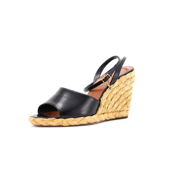 Saint Laurent Paloma Wedge Espadrille Sandals Leather