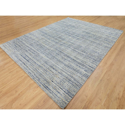 9'X11'9" Modern Blue Hand Loomed Design Organic Wool Oriental Rug