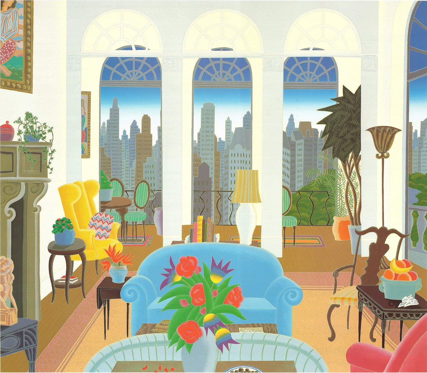 Thomas Mcknight Blue Couch " Offset Lithograph Contemporary Multico